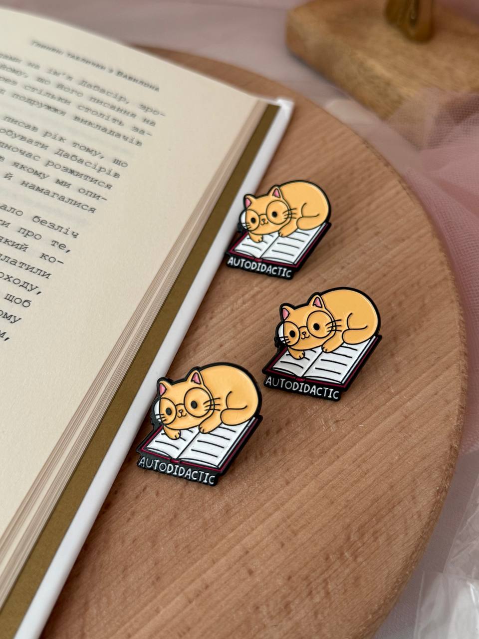 Купити - Пін «Котик читач»