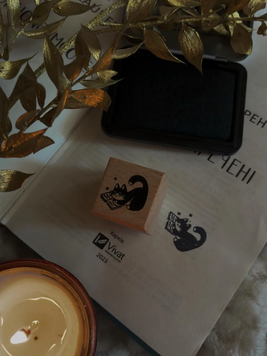 Купити Кіт з книгою стемпінг